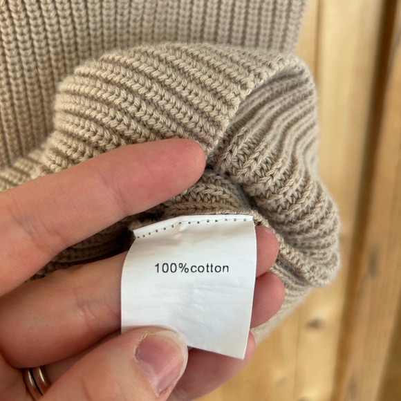 Women’s Anrabess Tan Knit Cowlneck Sleeveless Sweater with Pocket Size M - Picture 4 of 6